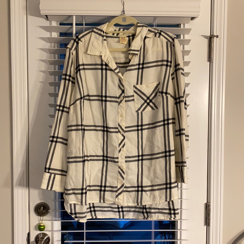 Black and white flannel shirt